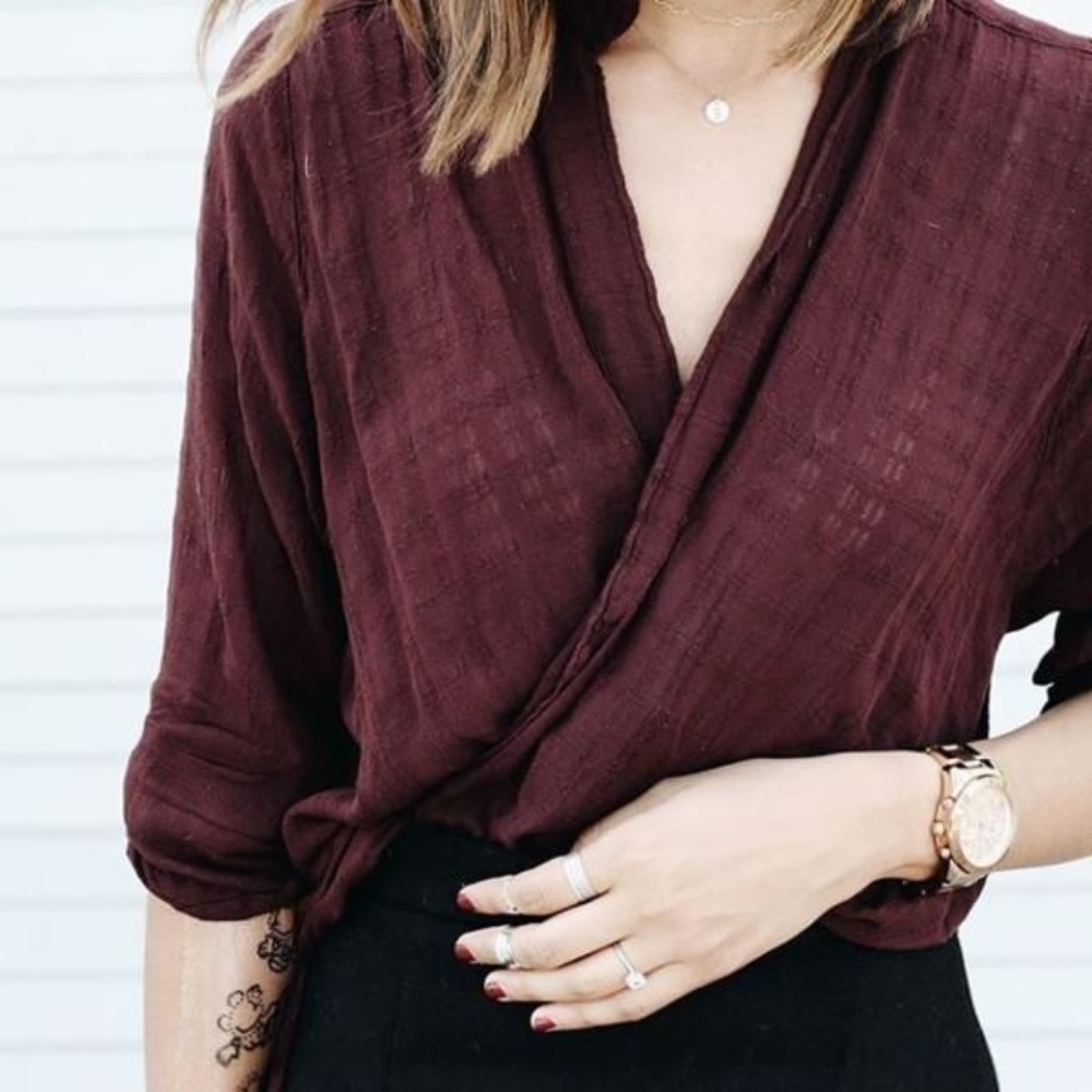 Silence + Noise Windowpane Surplice Tunic